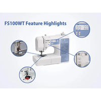 Brother FS100WT Nähmaschine mit LCD-Display und Anschiebetisch in Vorderansicht