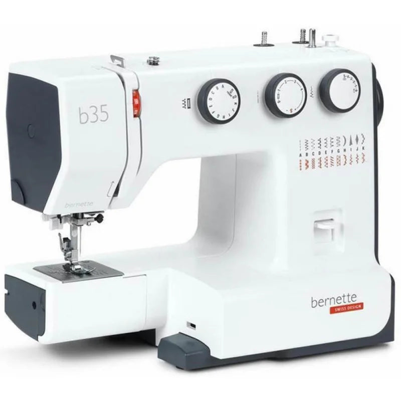 bernette B35 Nähmaschine in Weiß mit roten Akzenten