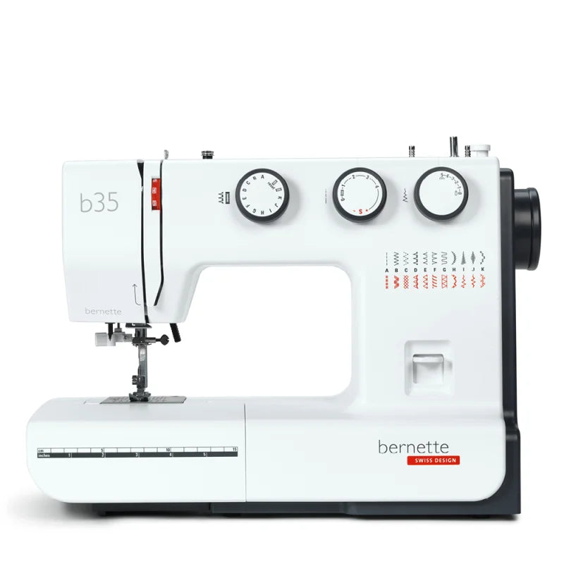 bernette B35 Nähmaschine in Weiß mit roten Akzenten