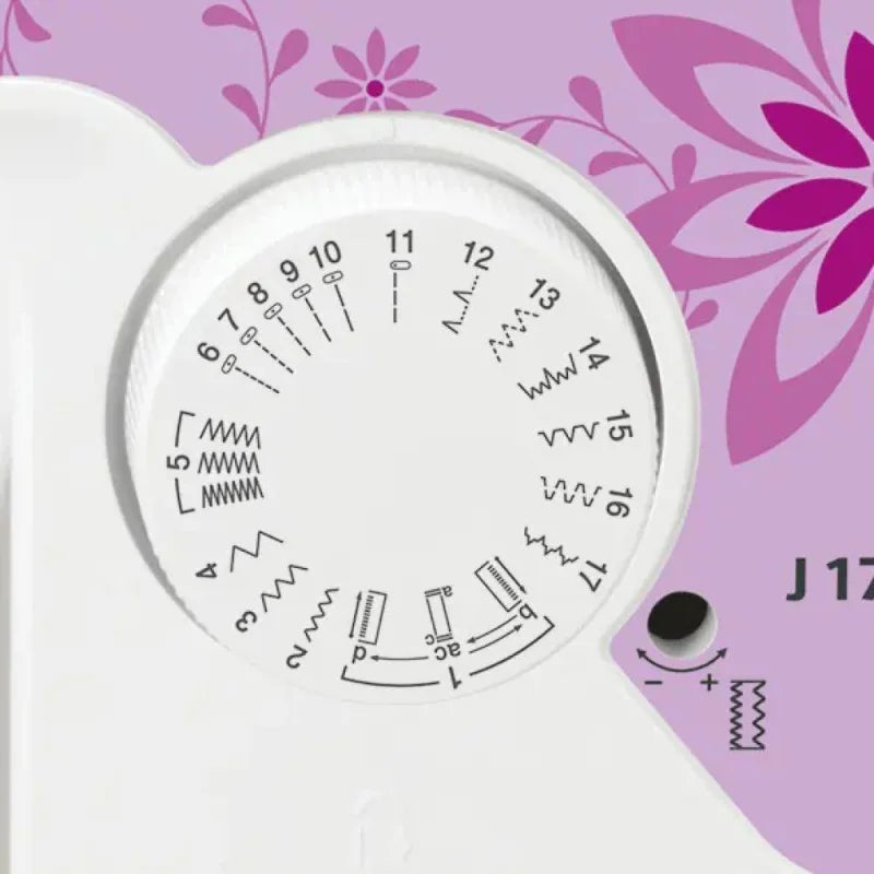 Brother J17S Nähmaschine – Ansicht von vorne mit Funktionsrad