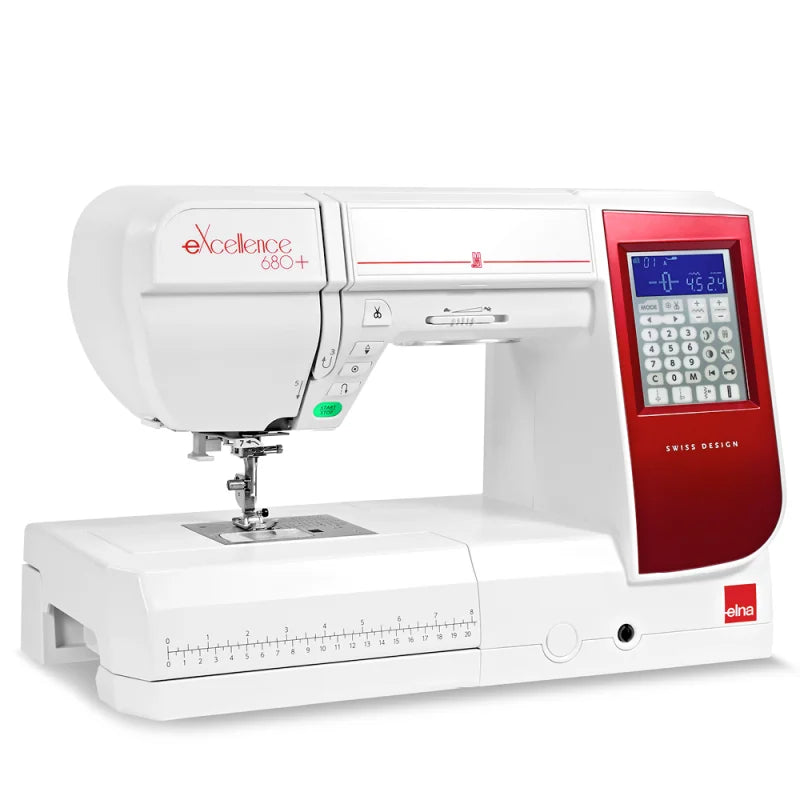 Elna eXcellence 680+ Nähmaschine mit großem Bedienfeld und Direktwahl